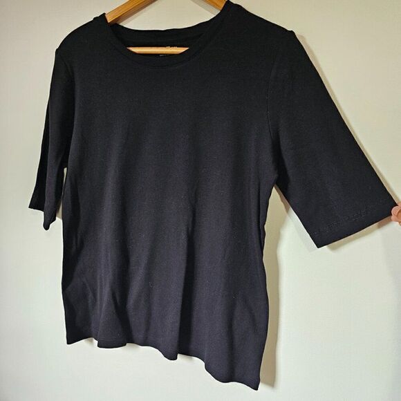 EUC STUDIO WORKS COTTON BLACK HALF SLEEVES MINIMALIST TEE SIZE PETITE LARGE - Picture 1 of 10